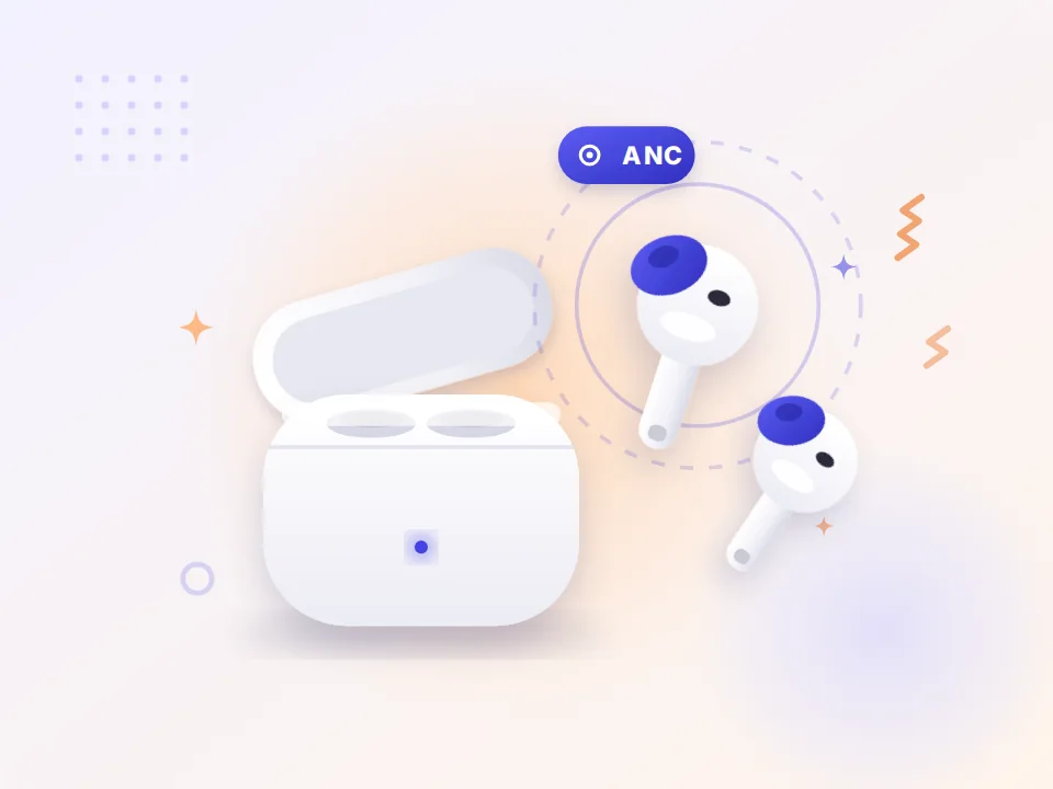 AirPods Pro earbuds with active noise cancellation (illustration)