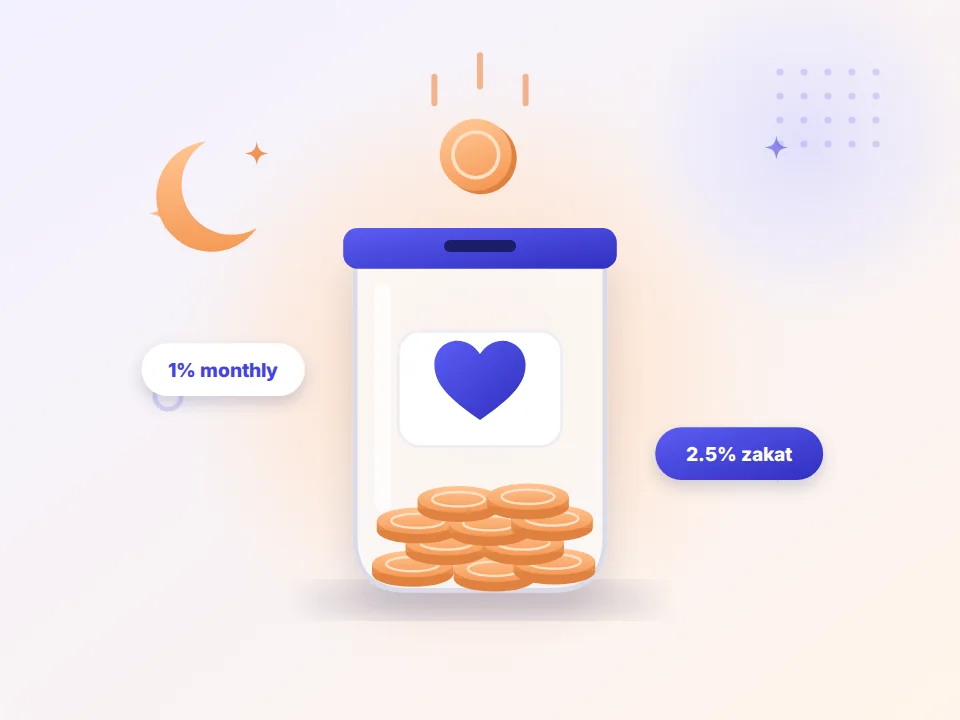 Charity jar with coins for sadaqah and zakat (illustration)